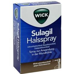 Eine blaue Verpackung für ein Halsspray von Wick zur Linderung von Halsschmerzen.